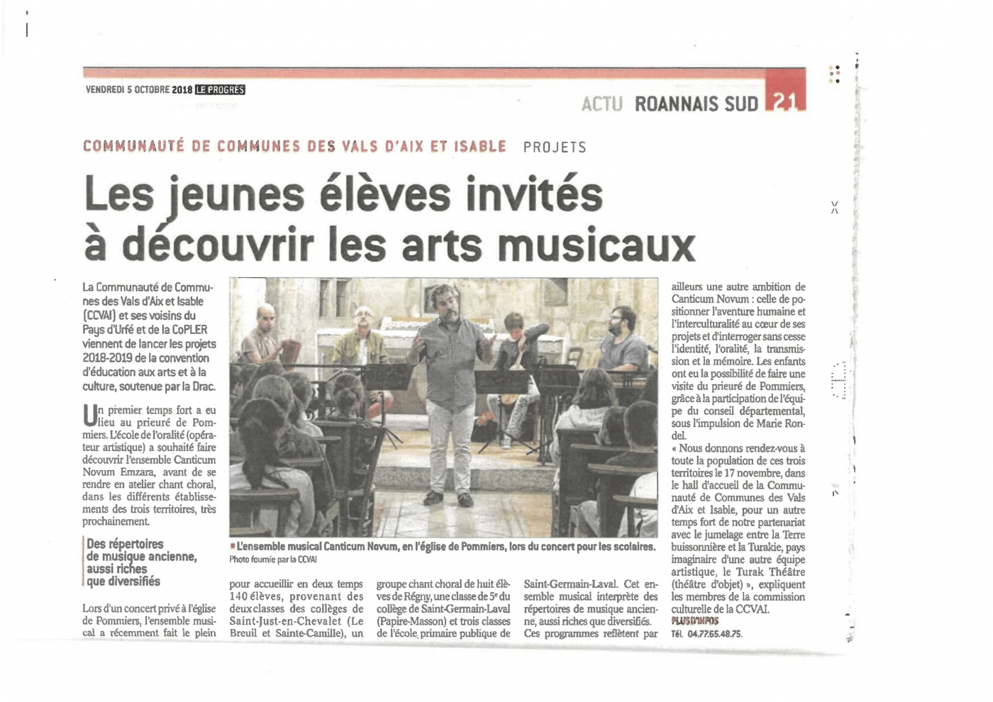 article : Les jeunes élèves invités à découvrir les arts musicaux