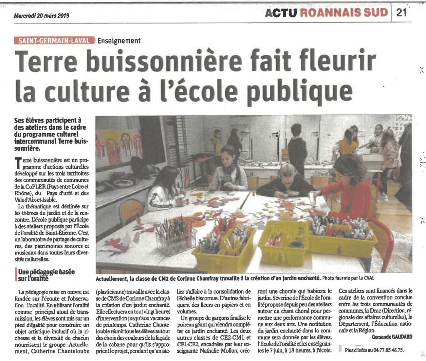 article : Terre buissonnière fait fleurir la culture à l'école publique